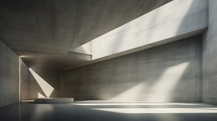 Abstract architecture background, empty rough concrete interior with diagonal columns.