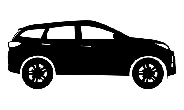 Black moving car icon isolated on white background. Suitable for all businesses.