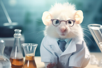 Cute hamster as scientist working in research laboratory. Generative AI - 652800392