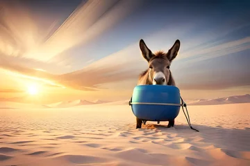 Zelfklevend Fotobehang donkey carry weight © Wajeeha
