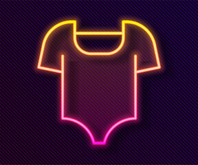 Glowing neon line Summer beach swimsuit icon isolated on black background. Beach women fashion. Vector