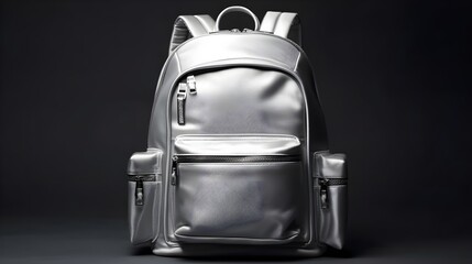 Stylish Silver backpack bag on isolated background