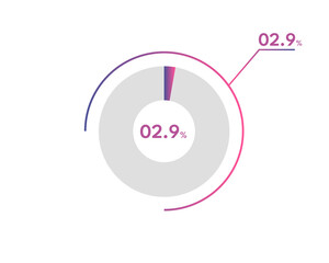 02.9 Percentage circle diagrams Infographics vector, circle diagram business , Designing the 02.9% Segment in the Pie Chart.