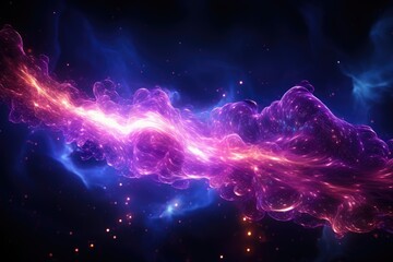 Fototapeta na wymiar A Surreal Cosmic Odyssey: Diving into the Neon Purple Swirling Particle Contrail Vaporwave Galaxy