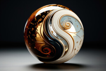 Yin and yang symbol in the form of a precious ball on the background - obrazy, fototapety, plakaty