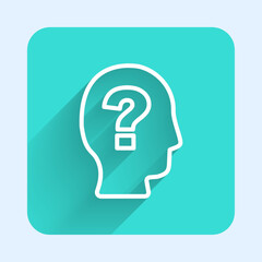 White line Worker icon isolated with long shadow background. Business avatar symbol user profile icon. Male user sign. Green square button. Vector