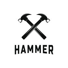 Two crossed hammer logo design idea