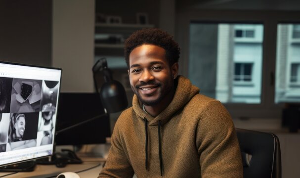 Black Male Graphic Designer Occupation Employment Workplace Background Generative AI