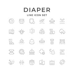 Set line icons of diaper - obrazy, fototapety, plakaty