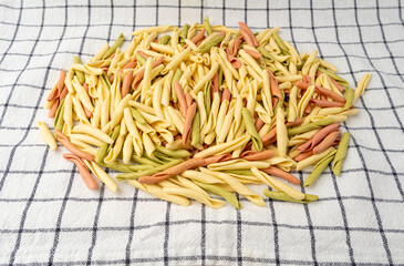 Raw Trofie Pasta, Dry Italian Macaroni, Traditional Genoa Food, Raw Noodle, Modern Ligurian Cuisine