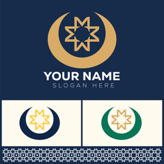 MWE Letters Pattern Islamic Logo template, Islamic Moon design template. Luxury gold, moon Islamic logo ideas. inspiration logo design. template vector illustration.
