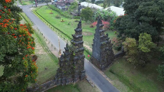 Aerial shot of Handara Gate in Bali island, Indonesia