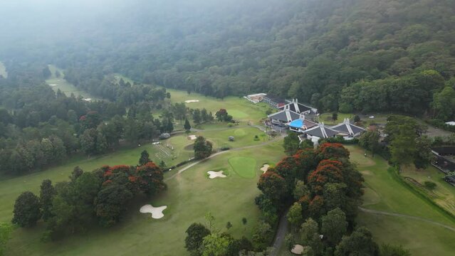 Aerial view of Handara Golf Course in Bali island, Indonesia