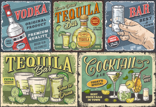 Alcohol bar colorful set stickers