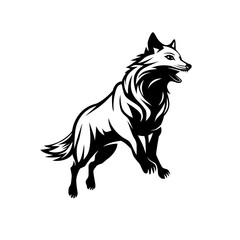 A wolf jumps to the side.