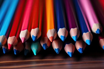 colorful pencils stacked on a desk (Generative AI)