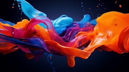 abstract background with multi-colored paint splashes on a black background, generative AI.