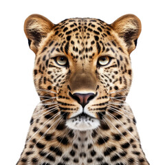 Leopard face shot on transparent background