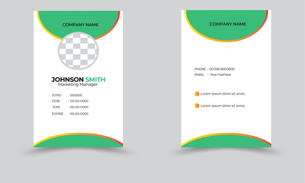Modern ID Card Template with an author photo place.corporate id card design, Employee Id Card for Your Business or Company, agency id card design template.
