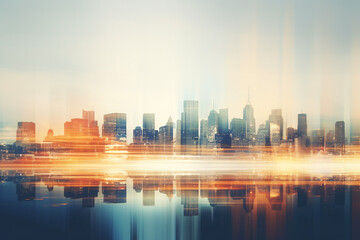 Fototapeta na wymiar Skyline of a huge city, blurred out, background