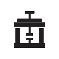Manual press machine icon, solid icon flat illustration on white background..eps