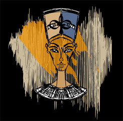 Nefertiti queen, Avant-garde art. Modern. Contemporary trendy art illustration