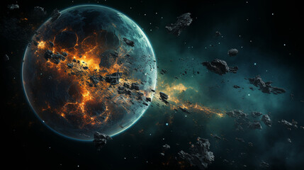 planet destroy galaxy sky, Generative Ai