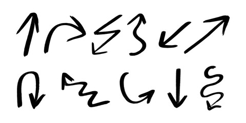 Set of Hand drawn vector arrows doodle. Vector illustration
