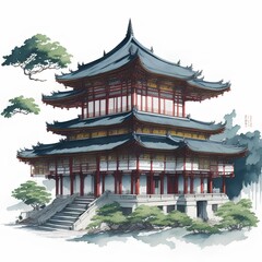 Chinese architecture 17 line icon