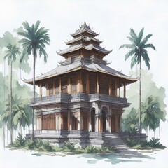 Indonesia architecture2 line icon