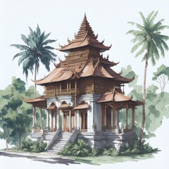 Indonesia architecture23 line icon