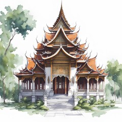 Thailand architecture line icon