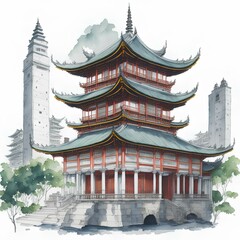 Hongkong architecture 3 line icon