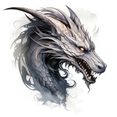 Dragon Tattoo over a White Background.