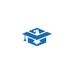 Academic cap and eagle logo design combination.