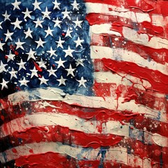 Artistic painting of an American flag on canvas