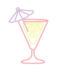 neon cocktail with umbrella