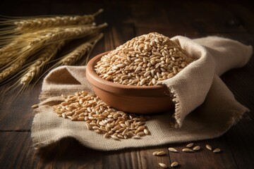 Organic Farro Grain. Close-up of Raw Spelt Wheat, a Healthy and Nutritious Ingredient for Cooking, Agriculture or Farming Concept