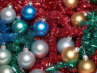Obraz na płótnie Canvas Christmas Balls And Tinsels