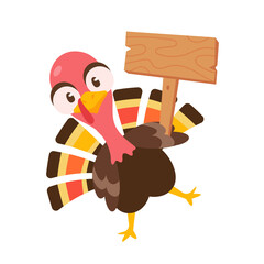 happy thanksgiving cartoon turkey cute and pumpkin in the autumn