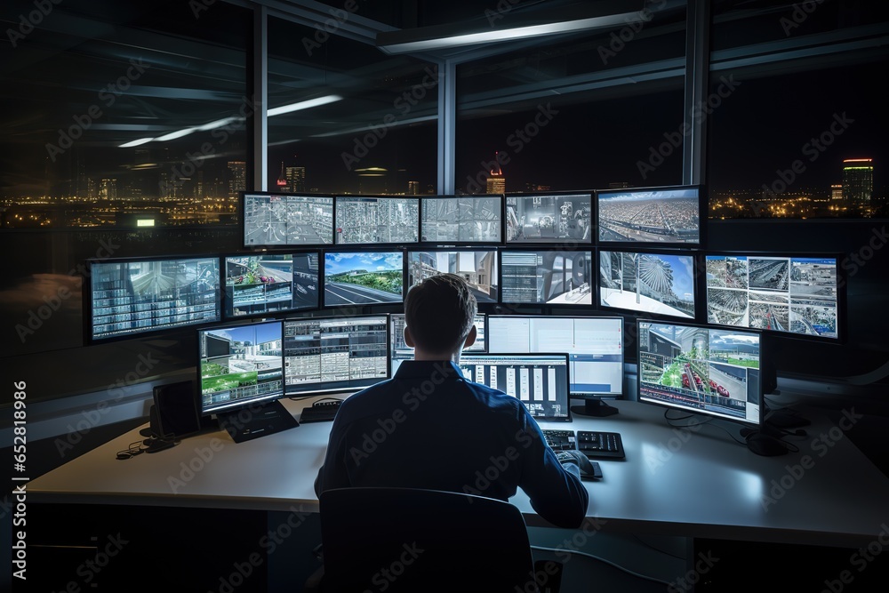 Poster the security service operator monitors through monitors