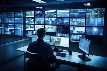 The security service operator monitors through monitors