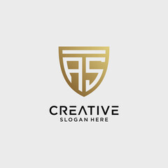 Creative style as letter logo design template with shield shape icon