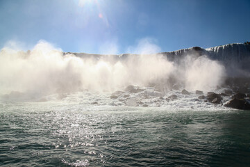Landscape Niagara falls From maid of the mist boat .