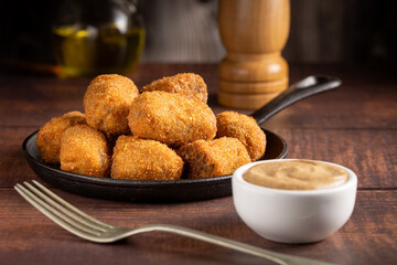 Delicious fried meat croquettes. Traditional croquette.