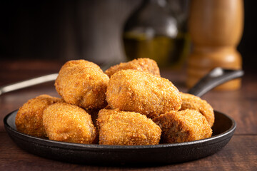 Delicious fried meat croquettes. Traditional croquette.