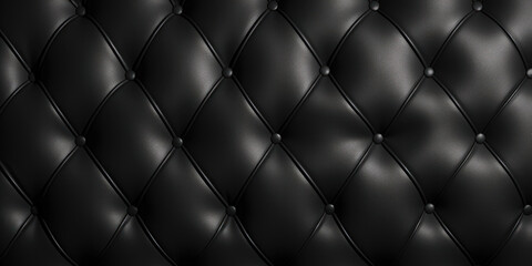 Black leather upholstery of an upholstered sofa