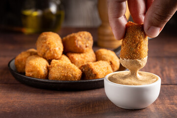 Delicious fried meat croquettes. Traditional croquette.