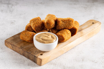 Delicious fried meat croquettes. Traditional croquette.