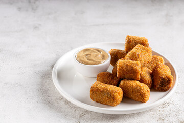 Delicious fried meat croquettes. Traditional croquette.